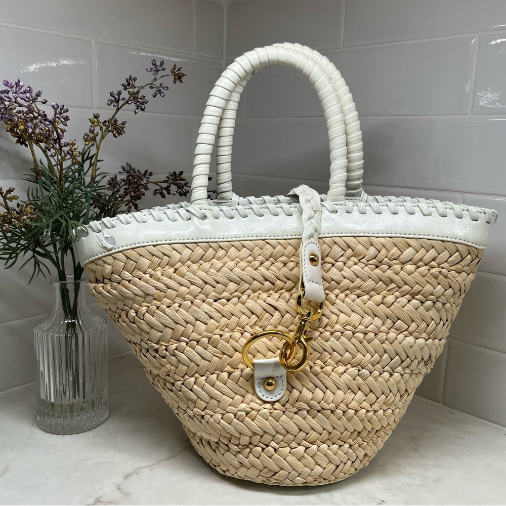 Beverly Feldman Straw Bucket Summer Bag
